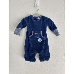 Absorba Paris Velour Infant Blue Gray Footie Bear Size 0-3 Months
